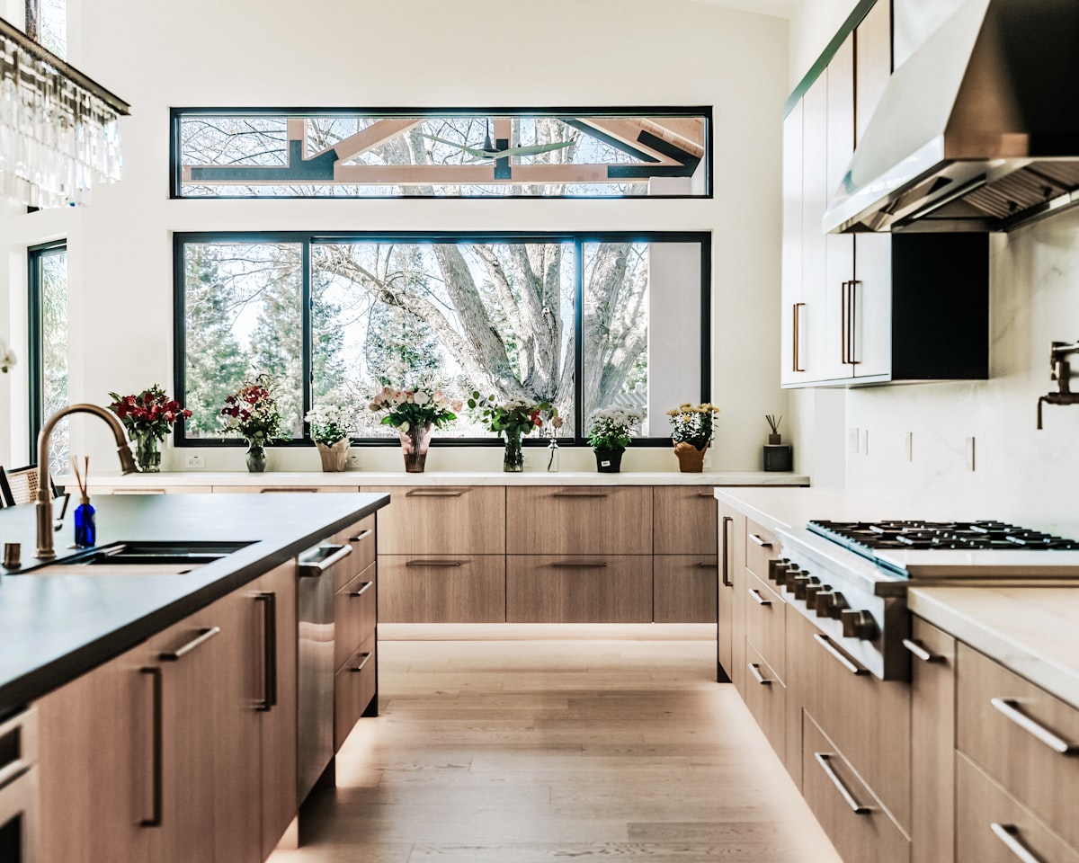 Remodeled walnut kitchen with natural light