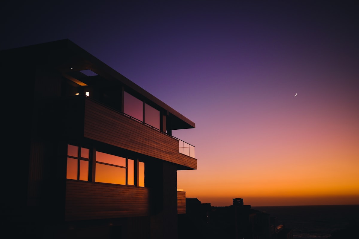 Custom home at dusk