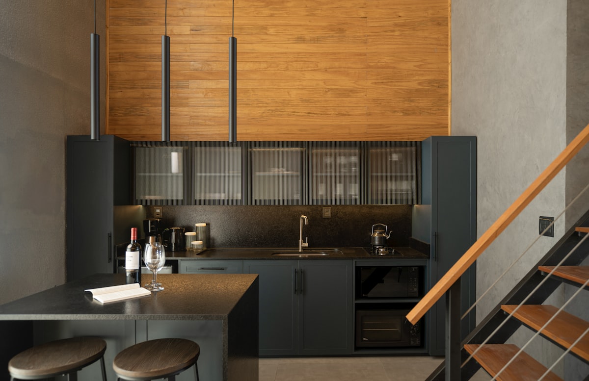 Office interior with wood millwork