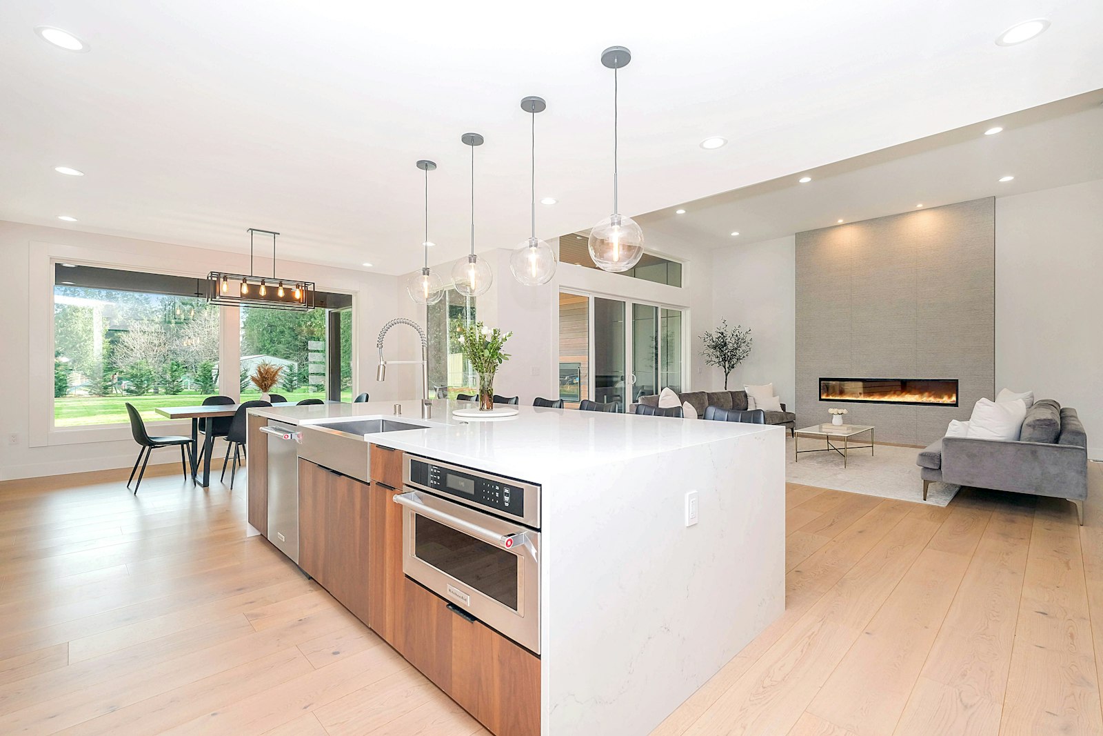 Renovated kitchen with walnut island and white oak floors